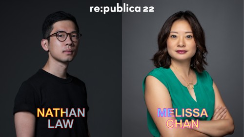 Porträtfotos von #rp22-Sprecher:innen Nathan Law (links) und Melissa Chan (rechts)