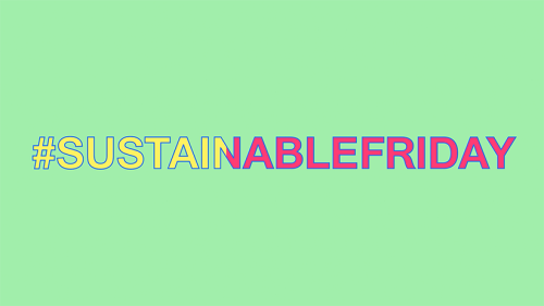 Visual mit Text auf einfarbigem Hintergrund: „#SustainableFriday“