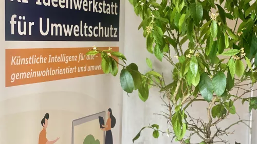 Baum und Schild KI Ideenwerkstatt