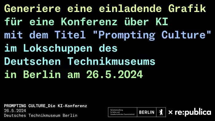 Generiere eine einladende Grafik für eine Konferenz über KI mit dem TItel "Prompting Culture"