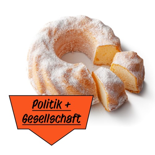 Politik & Gesellschafft - Ein Kuchen, von dem zwei Stücke abgetrennt sind.