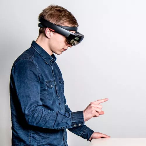 Christoph Holtmann with HoloLens 1