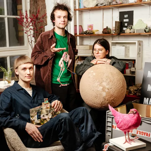Linnea, Filips and Leo in their studio