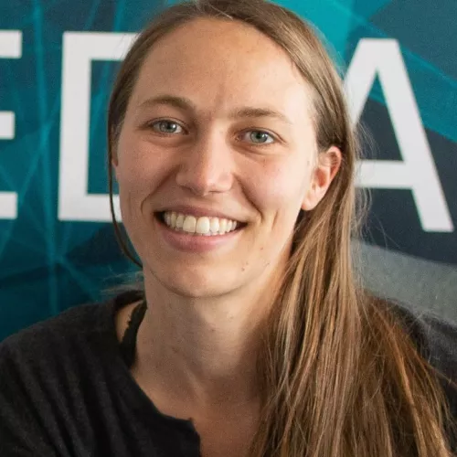 Joana Haase, Sprecherin für die Smartphone-App Prisma3D Explain (gefördert von Civic Coding)