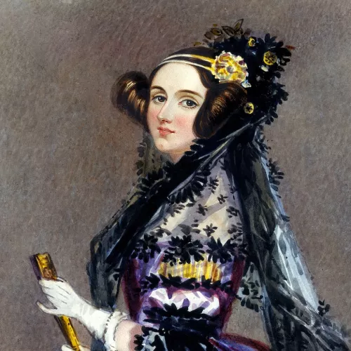 Portrait von Ada Lovelace, dem ersten Menschen, der ein Programm für einen Computer geschrieben hat.